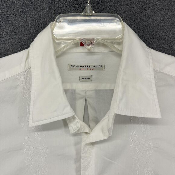 Consumers Guide Shirt Mens XL Long Sleeve Button Up‎ Embroidered Paisley Relaxed - Picture 2 of 16